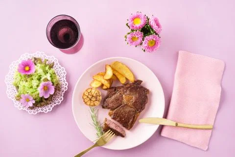 Steak with salad Foto stock