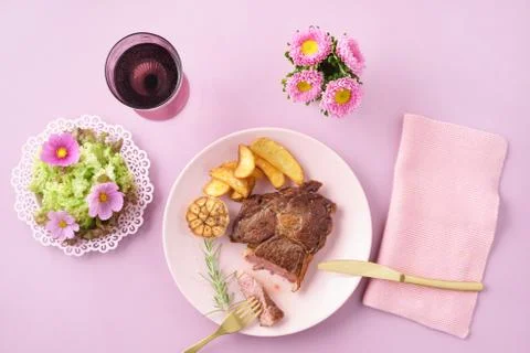 Steak with salad Foto stock