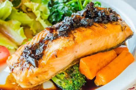 Steak salmon Stock Photos