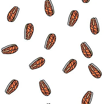 Steak salmon vector seamless pattern Stock Illustration