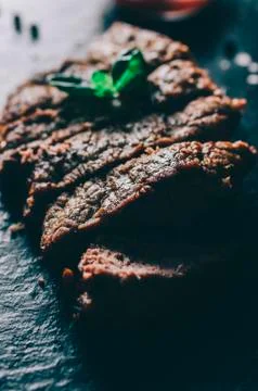 Steak On Table Stock Photos