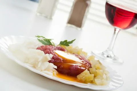 Steak tartare. selective focus Stock Photos