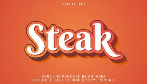 Steak text effect template in 3d design Stock Illustration