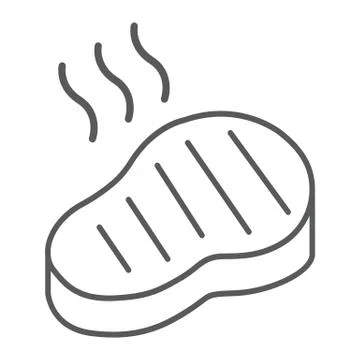 Steak thin line icon, food and meal, meat sign, vector graphics, a linear Stock Illustration