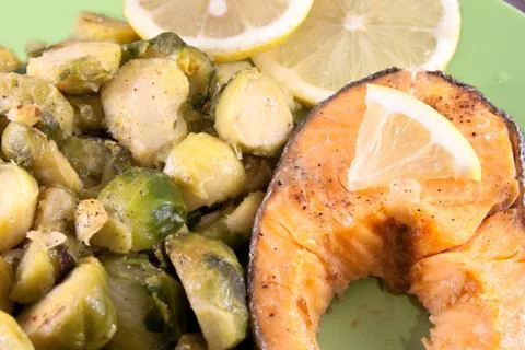 Steak of a trout with Stock Photos