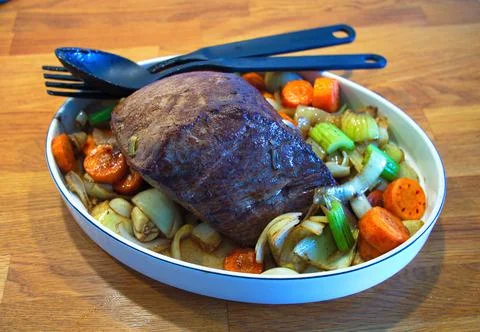 Steak with vegetables Stock Photos