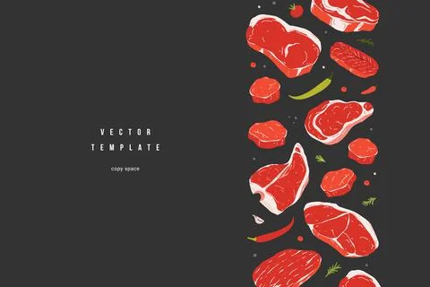 Steakhouse menu template, vector template with copy space for text, banner Stock Illustration