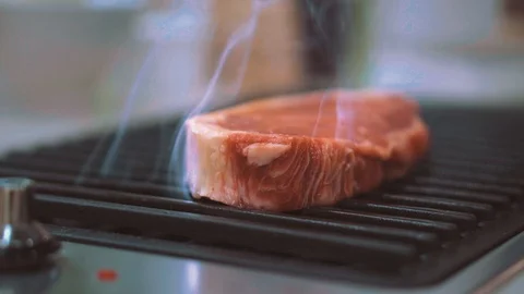 Steaks are grilled Video stock 105319810