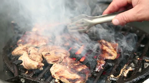Steaks on barbecue grill Stock Footage 37857163