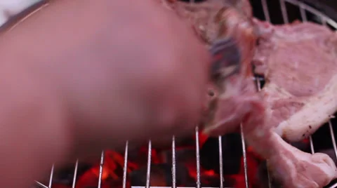 Steaks cooking on an outside grill 库存影片 35633660