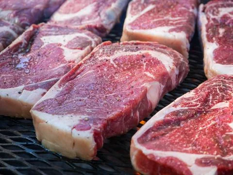 Steaks on the grill Foto stock