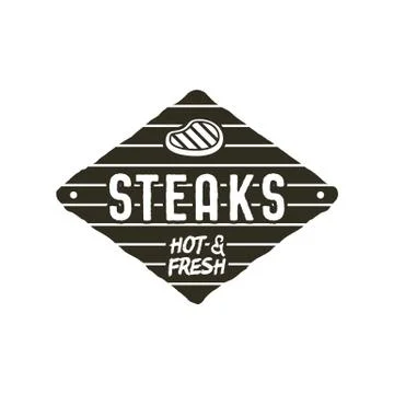 Steaks old style patch. Rustic design. BBQ badge template. Stock isolated on Stock-Illustration
