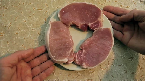 Steaks on a plate Stock Footage 45996902