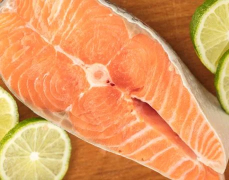 Steaks of red fish Stock Photos