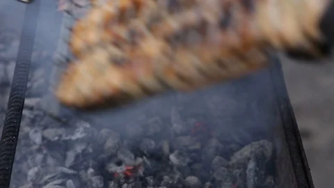 Steaks from salmon roasted Stock Footage 100681104