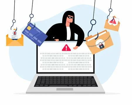 Stealing confidential data personal information credit card emails  Stock Illustration