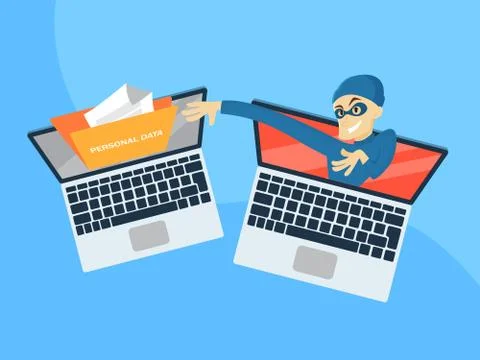 Stealing data from computer. 库存插图