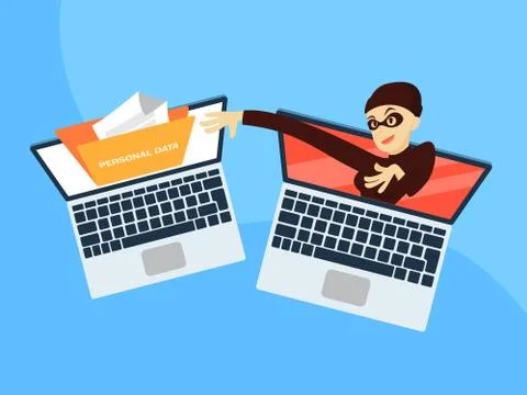 Stealing data from computer. Stock Illustration