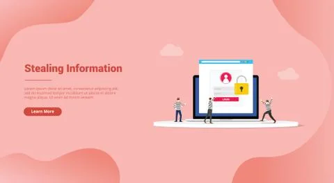 Stealing information digital hacking thief concept for website template or la Stock Illustration