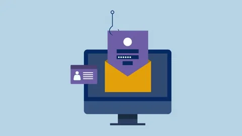 Stealing personal information through phishing email 2d with Alpha Matte Stock Footage 335733952