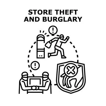 Stealing products from store with security system protecting Stock Illustration