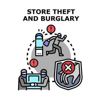 Stealing products from store with security system protecting Stock Illustration