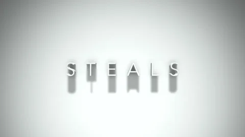 Steals 3D title animation with shadows on a white background Stock Footage 297667068