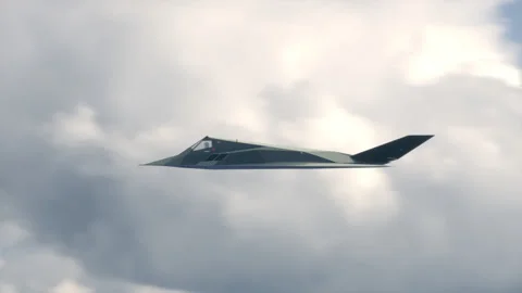 Stealth Attack Aircraft Flying In The Sky. Stock Footage 332291554