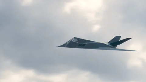 Stealth Attack Aircraft Flying In The Sky. Video stock 333841327
