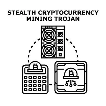 Stealth cryptocurrency mining trojan vector concept Illustrazione stock