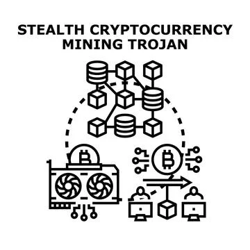 Stealth cryptocurrency mining trojan vector detecting malware Stock Illustration