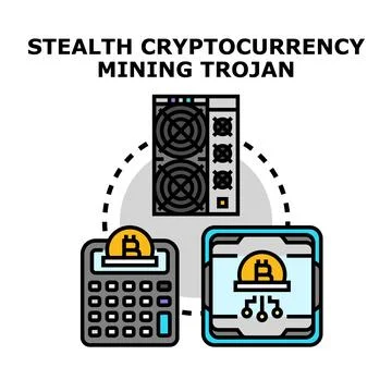 Stealth cryptocurrency mining trojan vector concept Stockillustratie