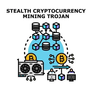 Stealth cryptocurrency mining trojan vector detecting malware Stock Illustration