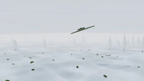 Stealth fighter over winter forest Stock Footage 341558389