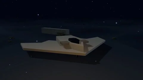 Stealth jet on floodlit pad night radar watch Video stock 341486475