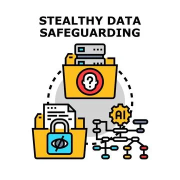 Stealthy data safeguarding concept illustrating privacy and security Illustrazione stock