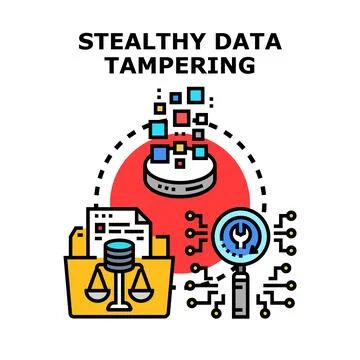 Stealthy data tampering, manipulating, and compromising digital information Stock Illustration