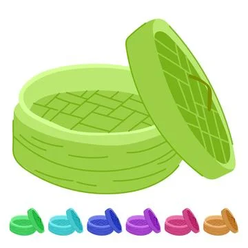 Steam bamboo steamer basket vector cartoon graphic Stockillustratie