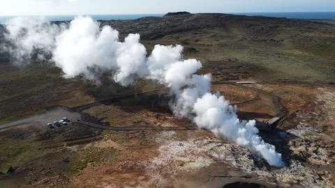 Steam Billowing from a Hot Spring Stock Photos