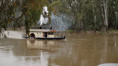 Steam boat on the Murray River Stock Footage 254176262