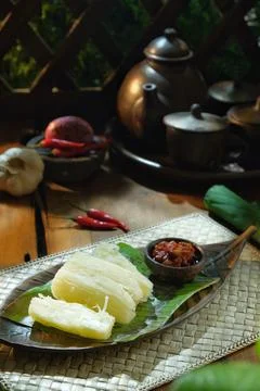 Steam Cassava Foto stock