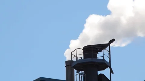 Steam from chimney Blue Sky Stock Footage 76201762