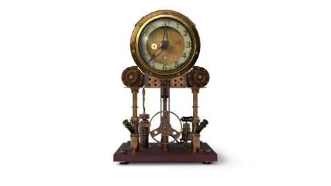 Steam chronometer on white background Vídeos de archivo 313391980