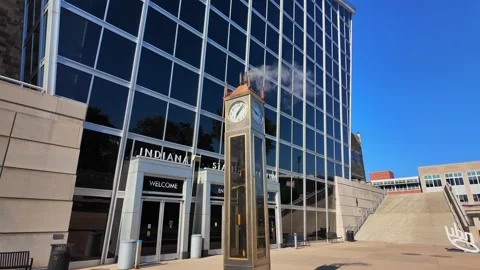 Steam clock at the Indiana State Museum in Indianapolis puffing smoke Stock Footage 344030191
