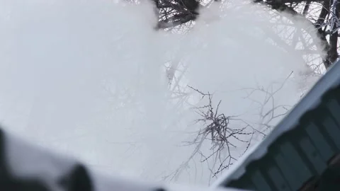 Steam cloud floats past tree against grey sky in winter Stock-Footage 156208336