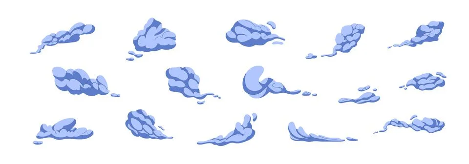 Steam cloud puffs of different shapes and sizes. Isolated abstract vapor si.. イラスト素材