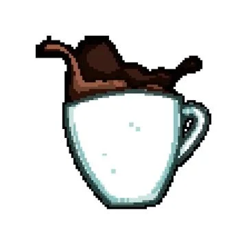 Steam coffee cup splash pixel art vector illustration Stock Illustration