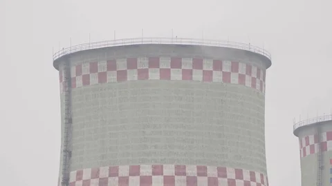 Steam coming from the cooling tower close up Stock Footage 121990138