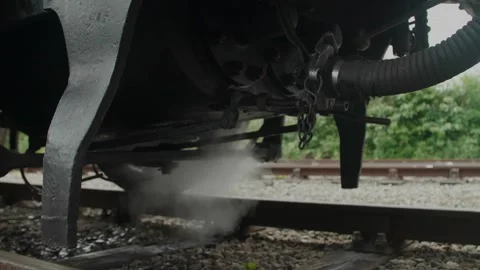 Steam coming out of an old steam train 4K Slow Mo. Stock Footage 249391253