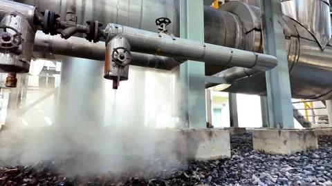 Steam is coming out of a pipe Stock Footage 327517326
